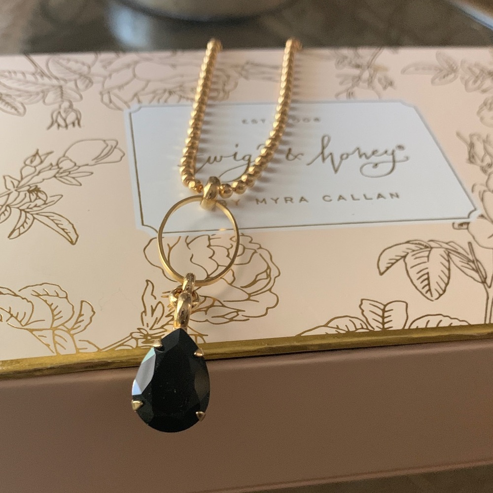 Gold and Black Teardrop Necklace